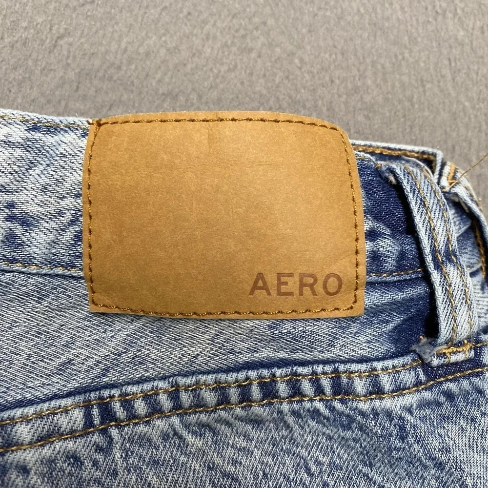 Aeropostale Jeans Juniors 2 Blue Boyfriend Flare‎ Distressed Acid Wash Denim